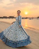 Faiza Saqlain Luxury Blue & White Maaxi