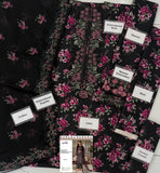 Iznik Black Floral Digital Printed Lawn 3 Piece Suit