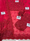 Maria B Couture Red Net Saree