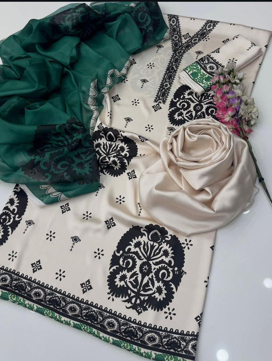 Zainab Chottani Unstiched Digital Printed Silk 3 piece Suit