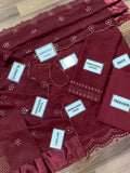 Crimson Chiffon Unstitched 3-Piece Suit