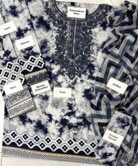Unstitched 3 Piece Lawn Embroidered SP-Blue