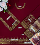 Satrangi Luxury Maroon Chiffon Unstitched 3 Piece Suit