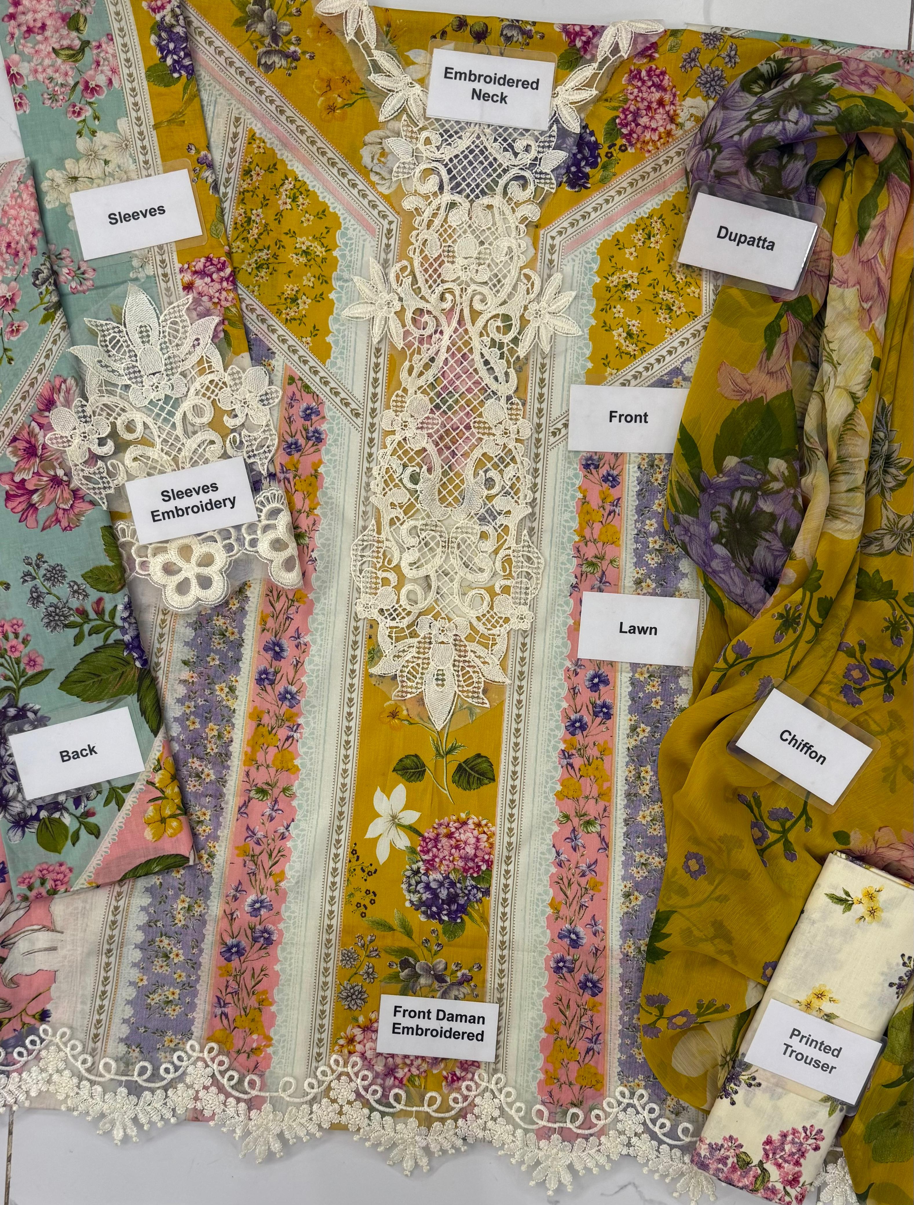 Unstitched 3 Piece Embroidered Lawn MPT-2509A