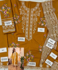 Unstitched 3 Piece Fency Cotton Marori Tales Mustard CRWP2A