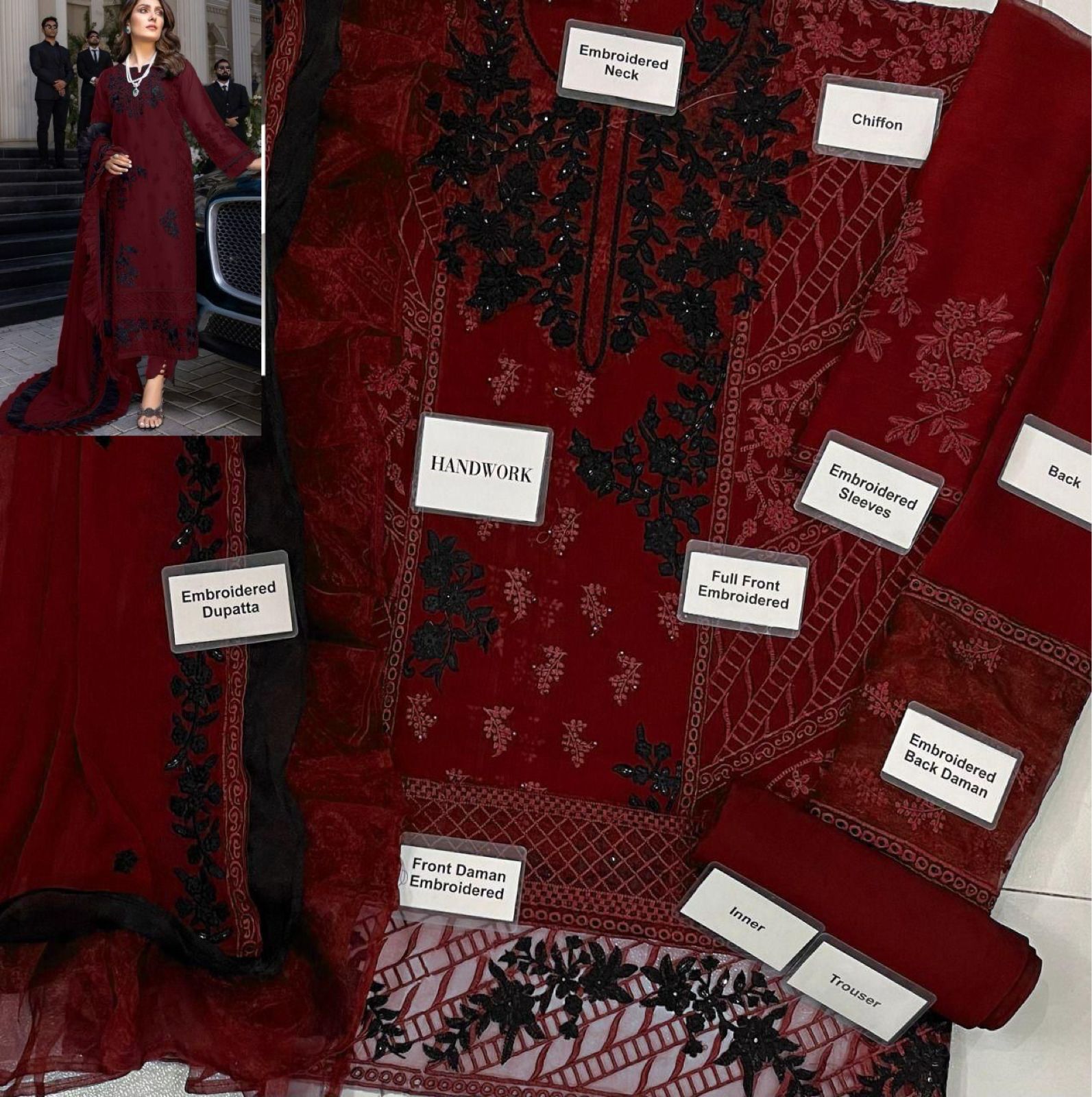 Unstitched 3 Piece Chiffon Formal Wear