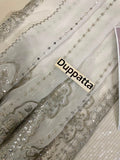 Maria B Off White Embroidered Bamber Chiffon 3 Piece Suit