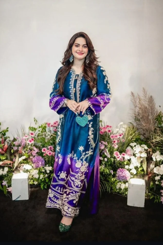 Faha 2 Piece Zinc Blue Unstitch Printed