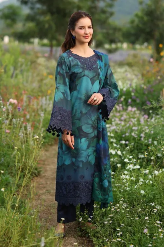 Baroque Zinc Unstitched Luxury Lawn 3 Piece Suit