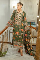 Aneela’s Green Unstitched Luxury Lawn 3 Piece LUX-15