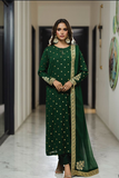 Iznik Green Girlie Casual Wear Unstitched Chiffon 3-piece suit