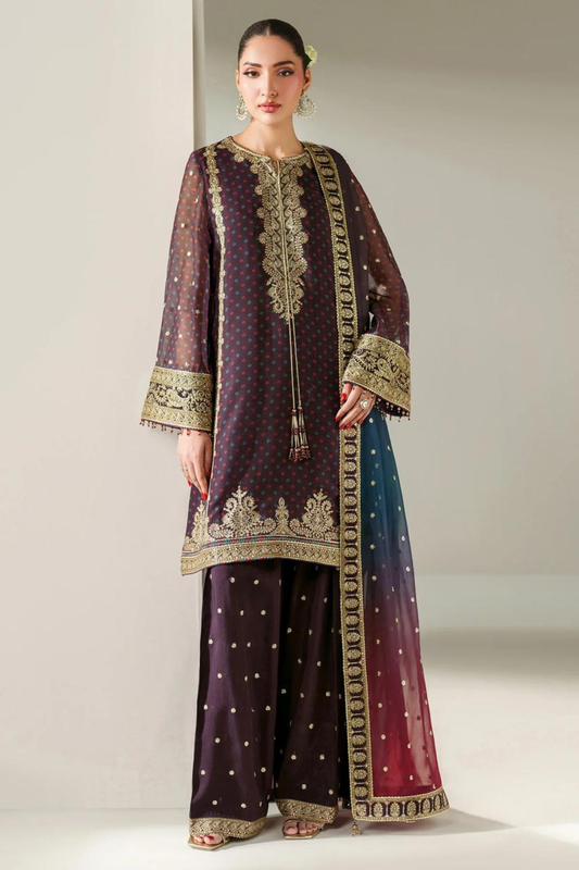 JZ Textiles Digital Chiffon Luxury 3-piece suit